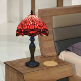 Red Dragonfly Tiffany Style Table Lamp Stained Glass Shade For Home Decoration